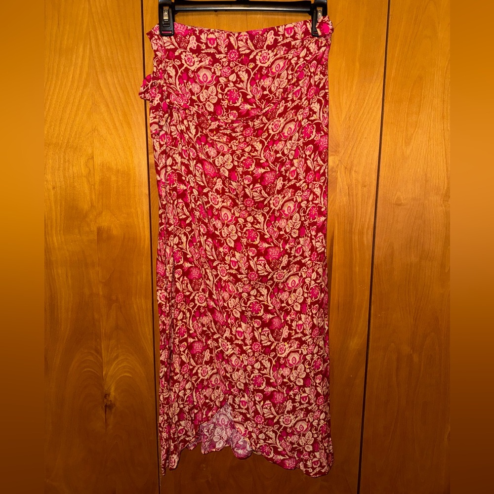 Zara Red Floral Midi Skirt